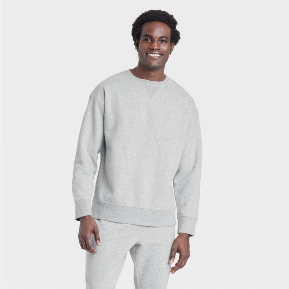 Men's Cotton Fleece Crewneck Sweatshirt - All in Motionโข Heathered Gray XXL nwt